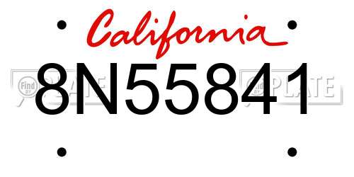 8N55841 California License Plate