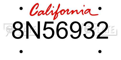 8N56932 California License Plate