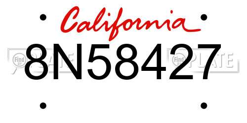 8N58427 California License Plate