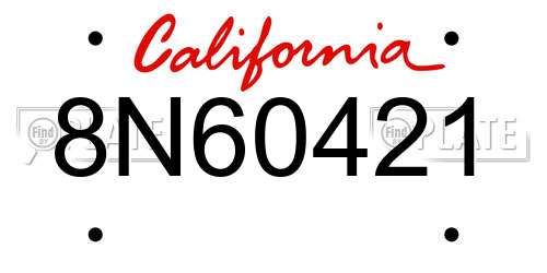 8N60421 California License Plate