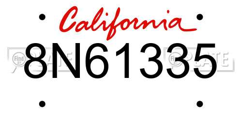 8N61335 California License Plate