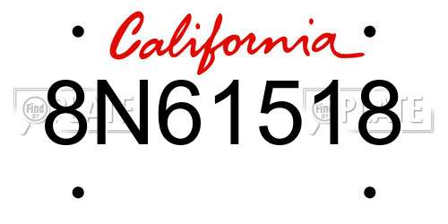 8N61518 California License Plate