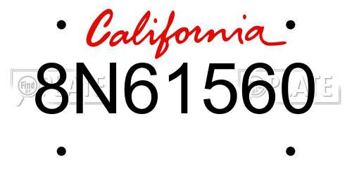 8N61560 California License Plate