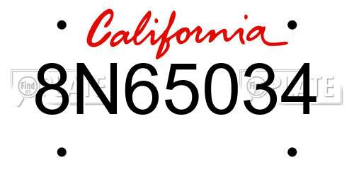 8N65034 California License Plate