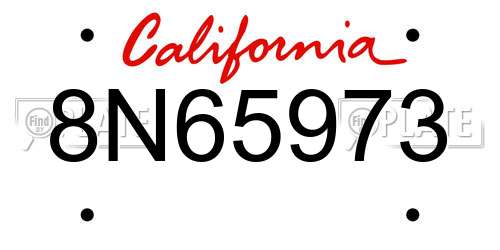 8N65973 California License Plate