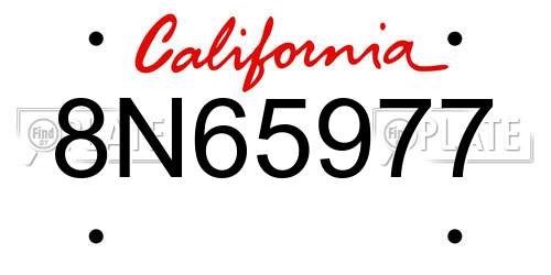 8N65977 California License Plate