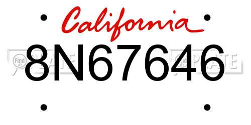8N67646 California License Plate