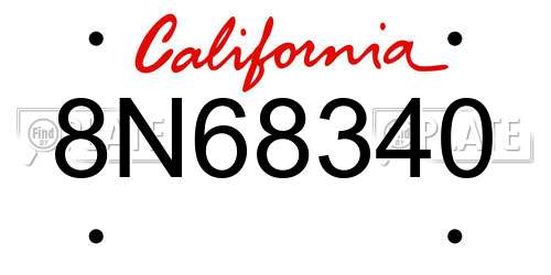 8N68340 California License Plate