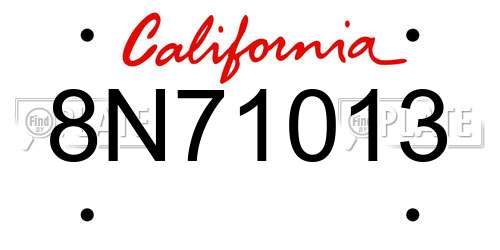 8N71013 California License Plate