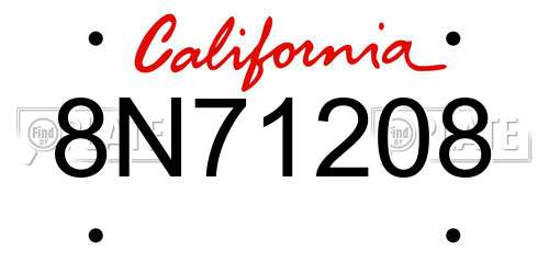 8N71208 California License Plate