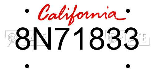 8N71833 California License Plate