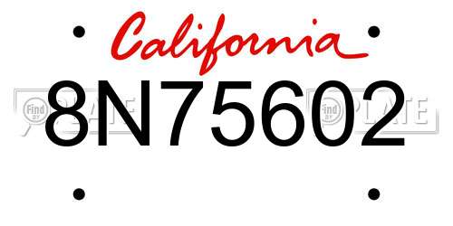 8N75602 California License Plate