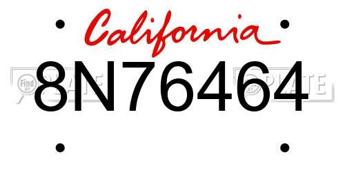 8N76464 California License Plate