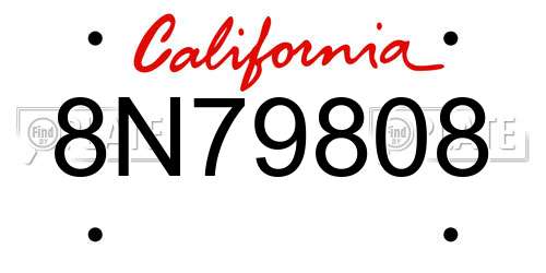 8N79808 California License Plate