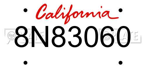 8N83060 California License Plate