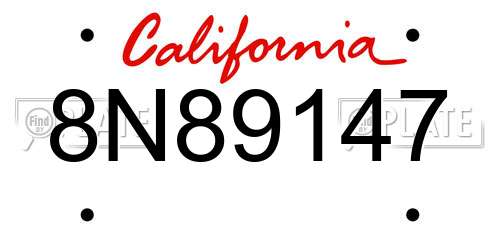 8N89147 California License Plate