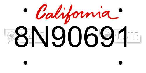 8N90691 California License Plate