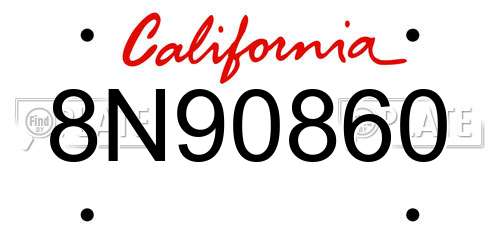 8N90860 California License Plate