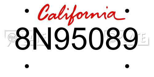 8N95089 California License Plate