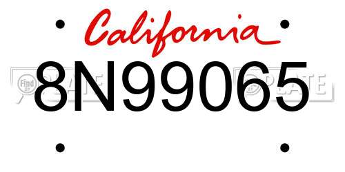 8N99065 California License Plate