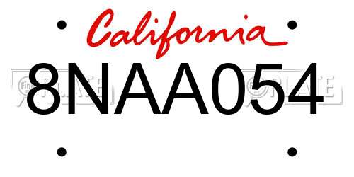 8NAA054 California License Plate