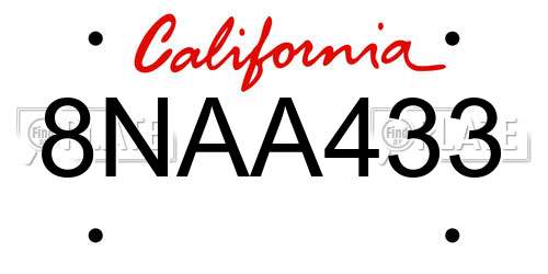 8NAA433 California License Plate