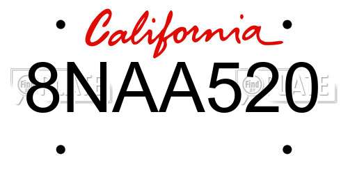 8NAA520 California License Plate