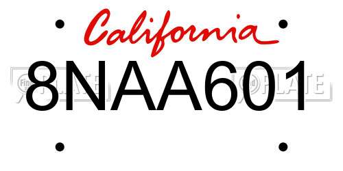 8NAA601 California License Plate