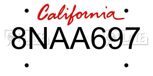 8NAA697 California License Plate
