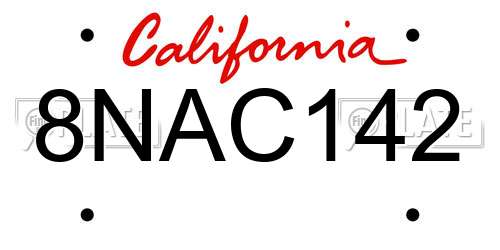 8NAC142 California License Plate