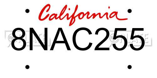 8NAC255 California License Plate
