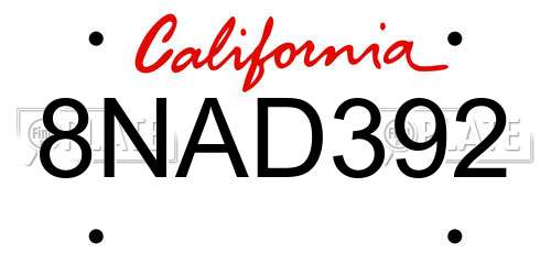 8NAD392 California License Plate