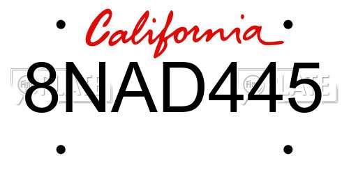 8NAD445 California License Plate