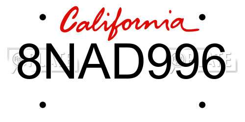 8NAD996 California License Plate
