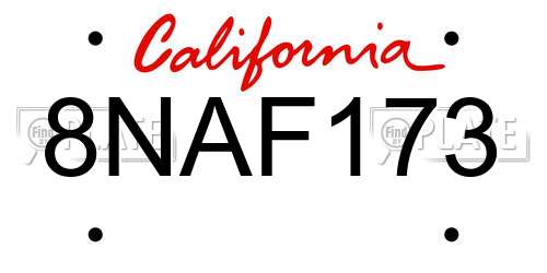 8NAF173 California License Plate
