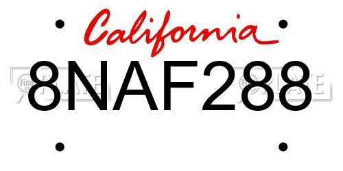 8NAF288 California License Plate
