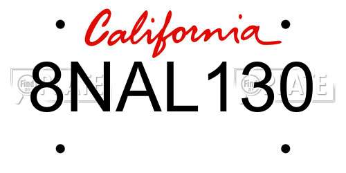 8NAL130 California License Plate
