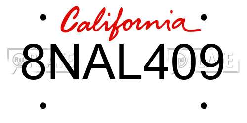 8NAL409 California License Plate