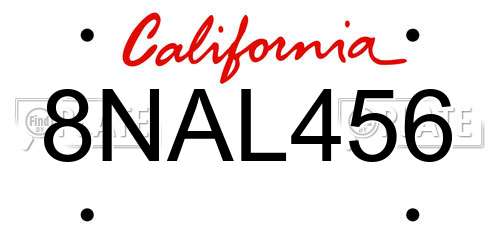 8NAL456 California License Plate