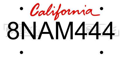 8NAM444 California License Plate