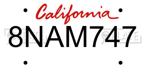 8NAM747 California License Plate