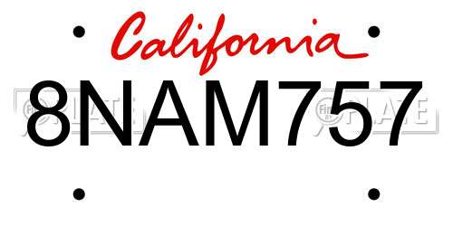 8NAM757 California License Plate