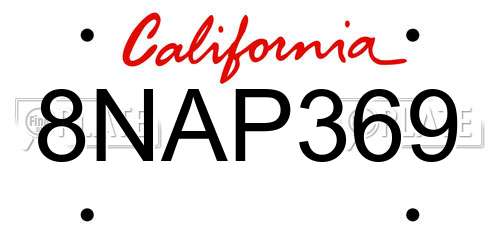 8NAP369 California License Plate