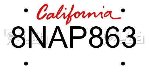 8NAP863 California License Plate