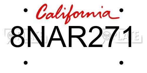 8NAR271 California License Plate