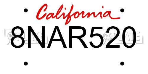 8NAR520 California License Plate