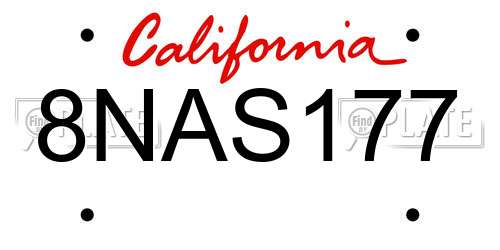 8NAS177 California License Plate