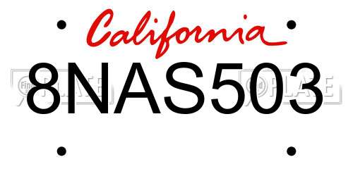 8NAS503 California License Plate