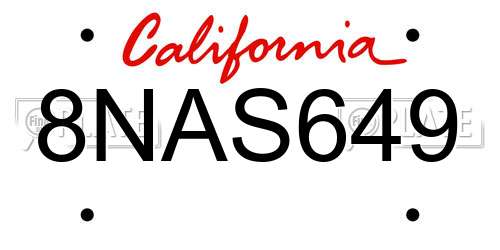 8NAS649 California License Plate