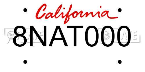 8NAT000 California License Plate